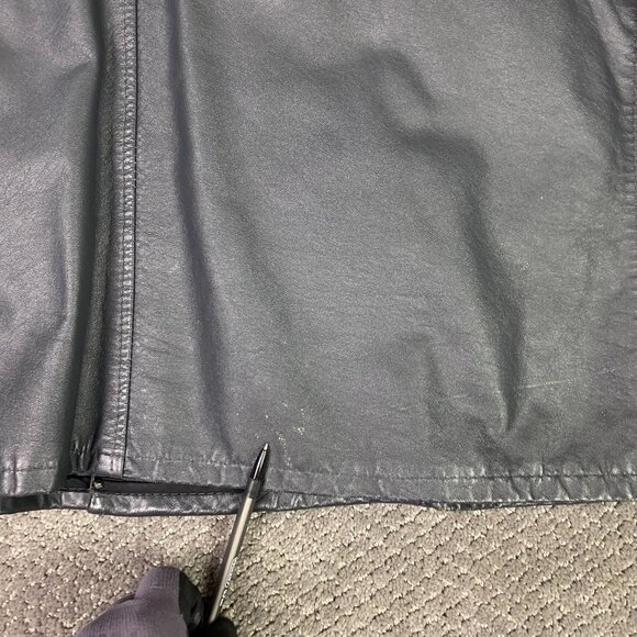 Vintage 70s Sears Leather Jacket Men's 46 Gray Zip In Liner Fight Club - Picture 5 of 15